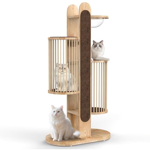 Modern Cat Tree Tower for Indoor Cats (Brown)