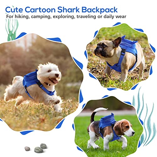 Dog Backpack Harness (Blue Shark / 5.3"L x 4.3"W x 2.2"H)