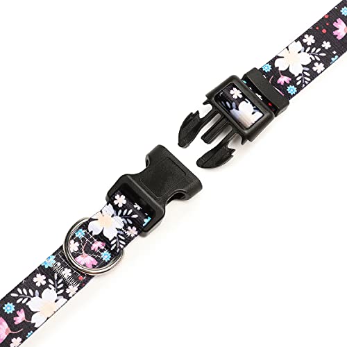 Adjustable Dog Collar (Small / Floral White)