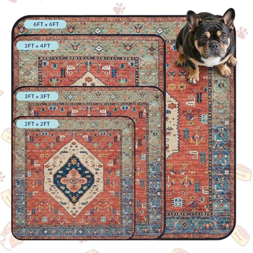 Extra Large Washable Dog Pee Pads (Red / 6FT x 6FT (Pack of 1))