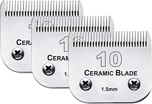 3 Pack 10 Blade Dog Grooming Blades Compatible with Andis Clippers (3pc 10:1/16''(1.5mm))
