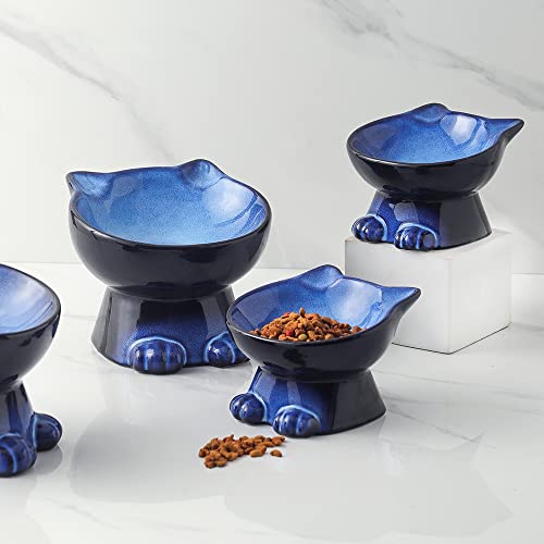 Elevated Cat Bowls (4.5 OZ+8 OZ / Blue & Black)