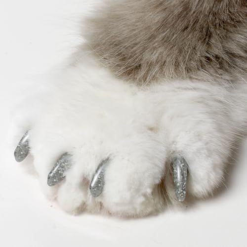 Cat Nail Caps for Medium Cats (Silver Sparkle / Medium)