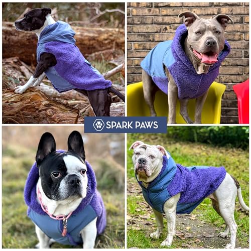 Reversible Dog Hoodie Sweater (Purple and Navy Blue / X-Large)