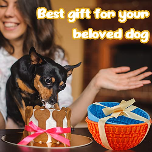 2 Pcs Dog Lick Bowl (Blue, Orange)