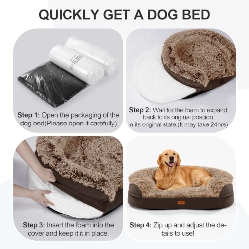 3.7 inch Thickened Orthopedic Dog Beds for Medium Dogs (Brown / 36"Lx27.5"Wx7.1"H)