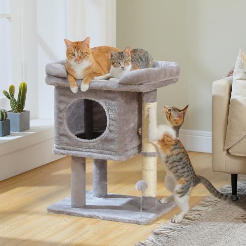 26" Cat Tree for Indoor Cats (Small-26 inches / Gray)