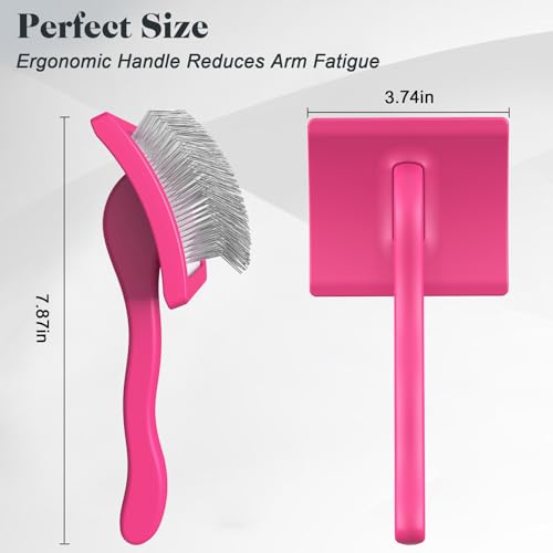 2PCS Slicker Brush for Dogs & Pet Comb (Pink / Large)