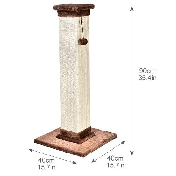 Sturdy Cat Scratching Post for Indoor Cats & Kittens (Premium Scratching Post / Brown / 35.4" H)