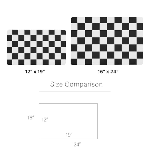 Checkered Dog Feeding Mat (19"L x 12"W / Black)