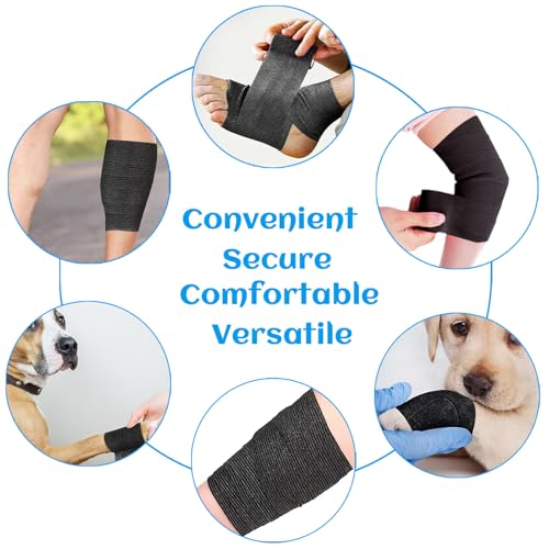 36 Rolls Black Elastic Self Adhesive Bandage Wrap 2 Inch (2 Inch-36 Count Black)