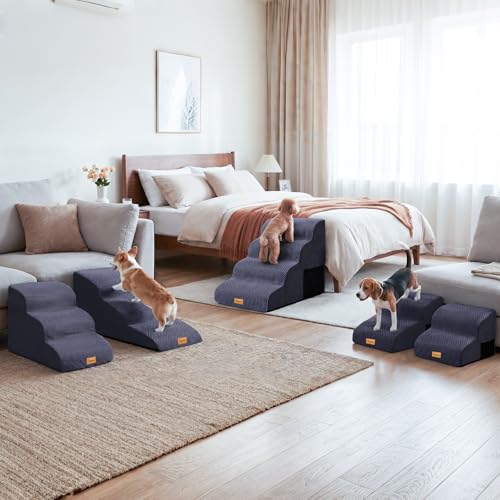 High Density Extended Foam Dog Ramp&Steps 2 Tiers (Blue / 21.7*15.7*11.8)