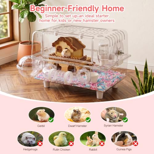 Hamster Cage 8 in 1 PET Transparent Habitat with All Accessories (Transparent)