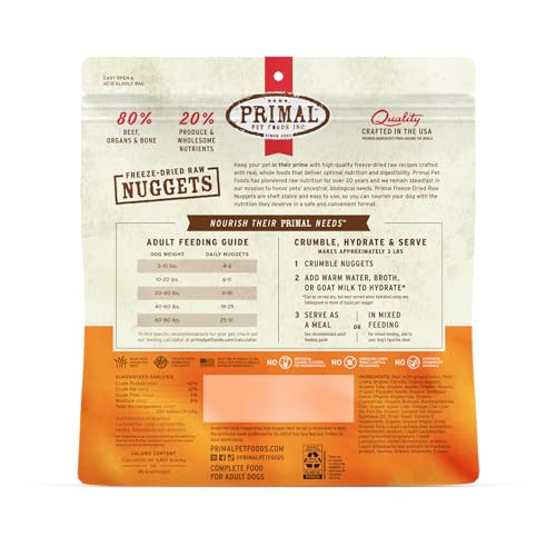 Primal Freeze Dried Raw Dog Food Nuggets (14 Ounce (Pack of 4))
