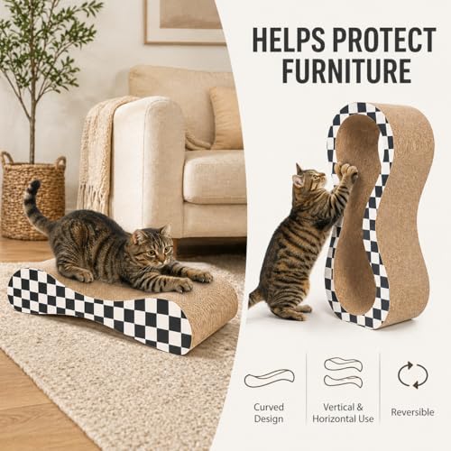 2 in 1 Large Cardboard Cat Scratcher Lounger (2 IN 1 Large Checkerboard)
