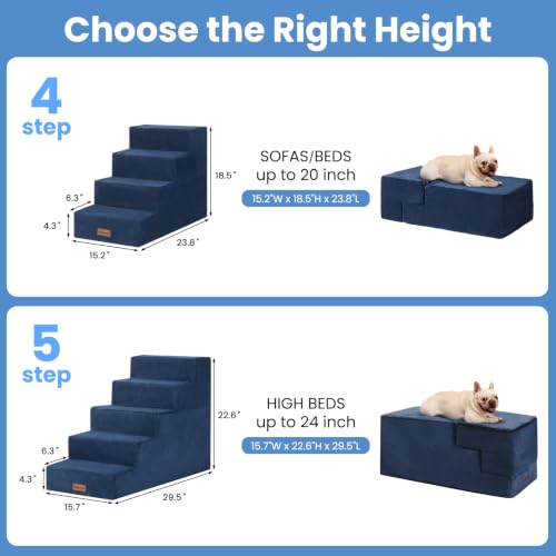 Dog Stairs for High Beds 22.6" H (Blue / 5-Step 22.6" H)