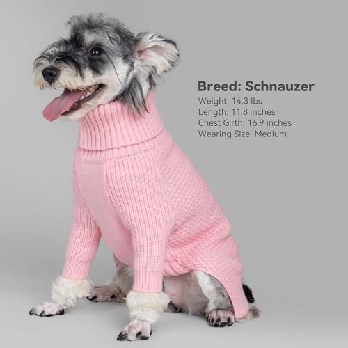 Dog Sweater Long Sleeve Warm Knit Sweaters for Large Dogs Boy Girl (Pink / XX-Large)