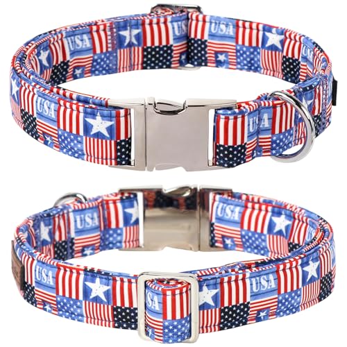 4th of July Dog Collar with Bowtie (Flag USA / Small (Pack of 1))