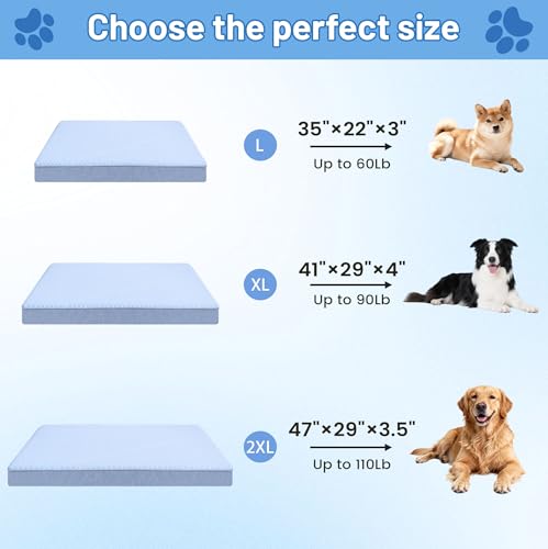 Cooling Dog Beds for Dogs (Blue / XX-Large: 50" x 34" x 5")