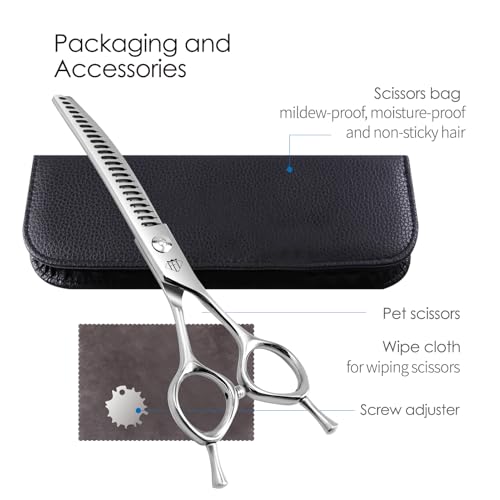 FENICE Professional Pet Grooming Scissors (Curved Chunker / 6.5 inch)