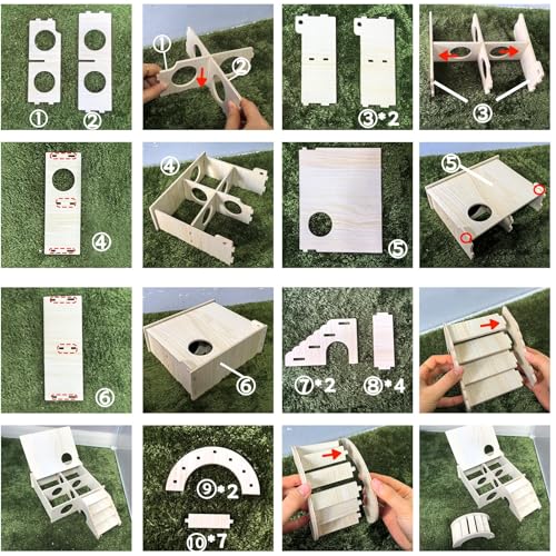 Multi Chamber Wooden Hamster Hideout & Tunnel with Secret Peep Shed (4-Chamber Hamster Maze)