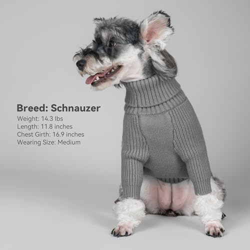 Dog Sweater Long Sleeve Warm Knit Sweaters for Medium Dogs Boy Girl (Grey / X-Large)