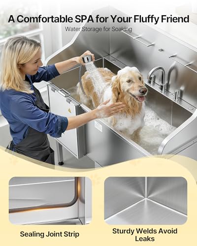 Professional 304 Stainless Steel Dog Bathing Station (61 inch / Left RAMP)