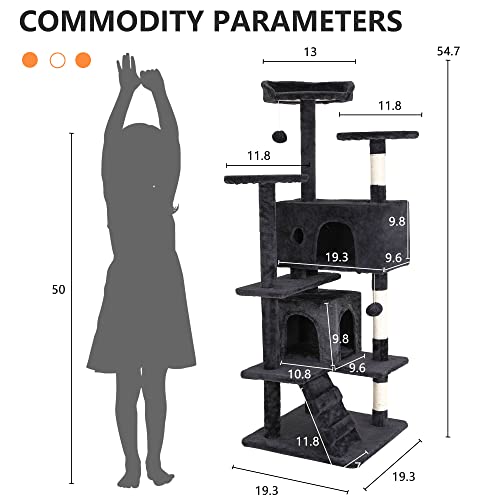 54" Cat Tree Tower (54in / Dark Gray)