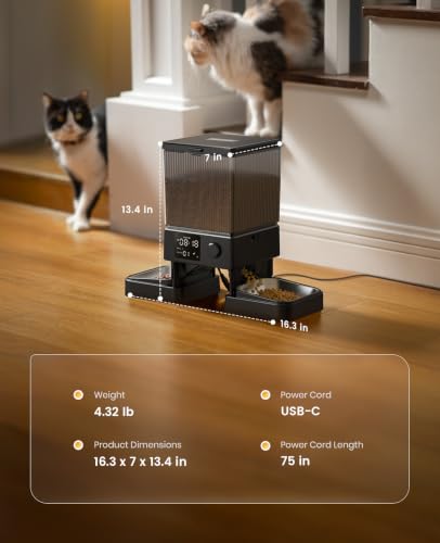 Automatic Cat Feeder for 2 Cats Pets (Black)