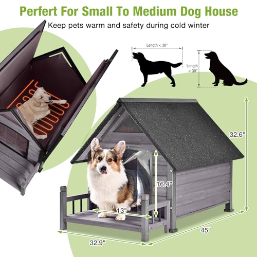 Heated Dog House for Outside Insulated Dog House Outdoor Weatherproof with Safe Heated Pad