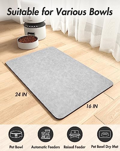 Absorbent Pet Feeding Mat (LIGHTGREY / 16"x24")