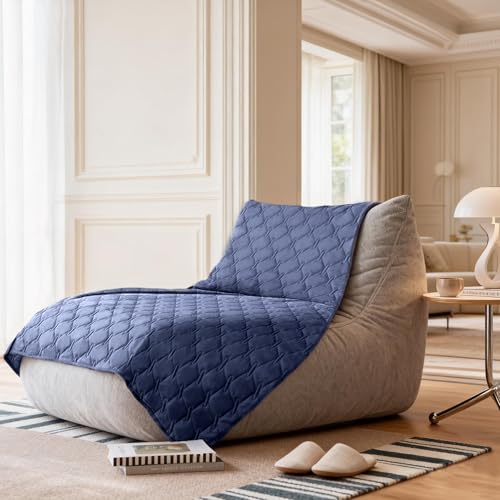 Waterproof Pet Blanket for Bed (52x82 Inch (Pack of 1) / Dark Navy/Light Navy)