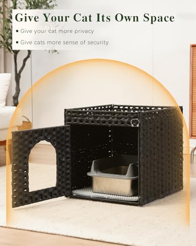 Cat Litter Box Enclosure Furniture (Black / Standard)