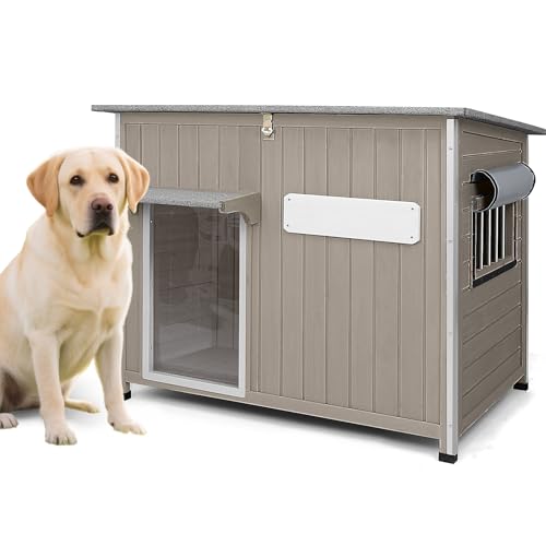 43.3" L XL Outdoor Wooden Dog House for Medium to Large Dogs
