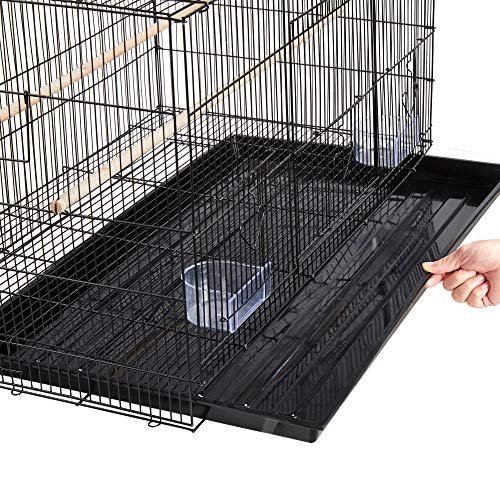 30‘’ Flight Bird Cage Stackable Design for Small and Medium Birds with Slide Out Tray and Bottom Grate Budgies Cockatiels Lovebirds Canaries Parakeet Cage (Black)