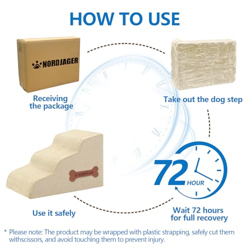 Dog Stairs for Small Dogs (Beige / 23.6"D x 15.7"W x 15.7"H)