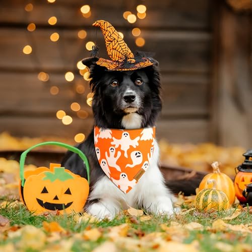 Halloween Dog Bandanas (Large / Halloween- Orange, Black)