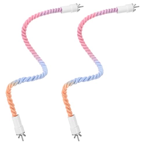 2 Pack Rope Perches for Bird Cages (Pink Blue / 23.6 in)