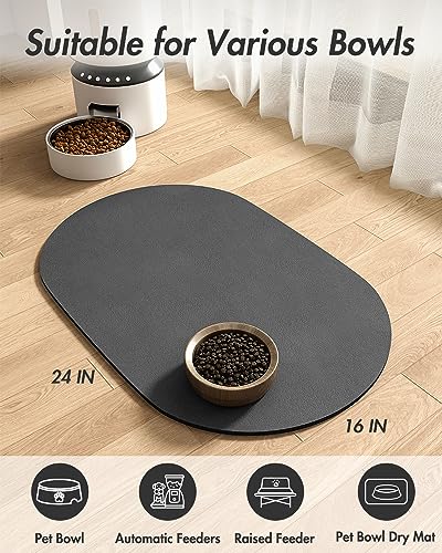 Absorbent Dog Food Mat (Darkgrey / 16"x24")