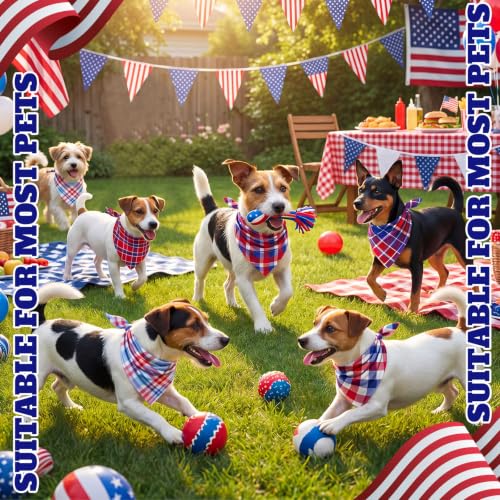 100 Pcs Veterans Day Dog Bandanas Bulk (Patriotic Plaid / 25.6 x 17.7 x 17.7 Inch)
