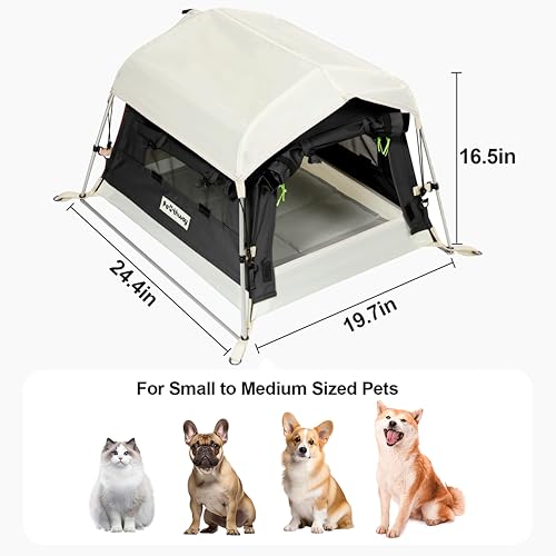 Tent House for Pets up to 25 lb (Black / Small, 24.4''L x 19.7''W x 16.5''H)