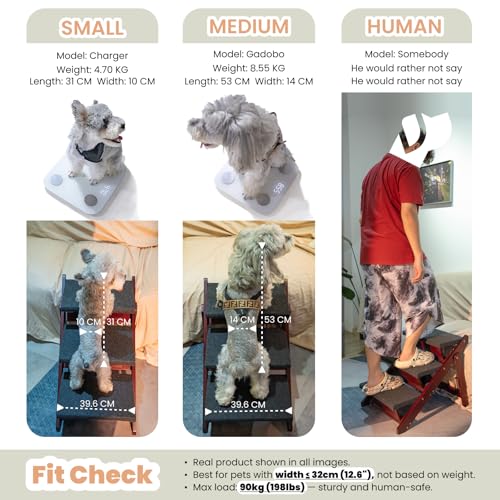Wooden Pet Stairs (3 Steps – For Sofas & Low Beds (18–26 in) / 24.8" L x 17.2" W x 19.5" H)