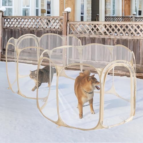 Cold Resistant Cat Playpen PVC Dog Playpen Puppy Playpen (Clear / 83.5"L x 41.4"W x 32.3"H)