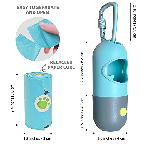 Dog Poop Bag Dispenser with Built (Crystal Blue / 1 Count (Pack of 1))