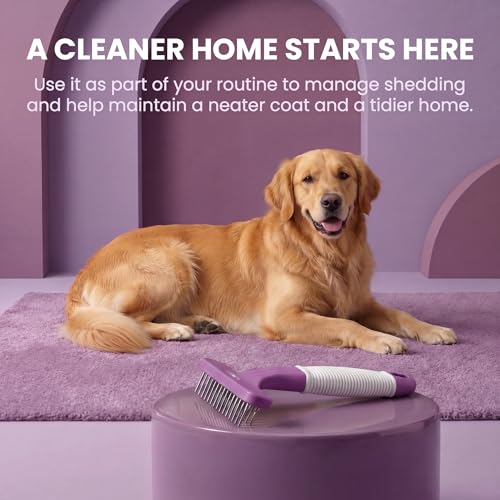 Poodle Pet Dog Grooming Rake (Purple / Shedding Comb)