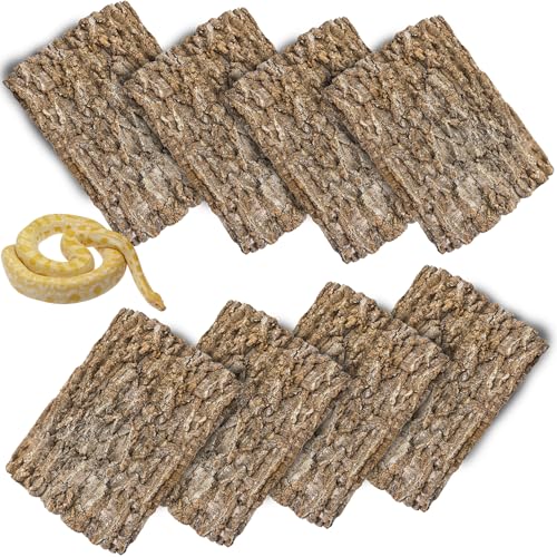 Cork Terrarium Background 11.8x7.9in 8PCS Natural Reptile Cork Bark Flats Terrarium Board Bearded Dragon Climbing Wall Mat Tank Accessories Decor for Lizard Chamelon Snake Turtle Spider Crested Gecko (8PCS-11.8x7.9in)