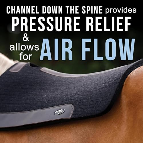 100% Steam Pressed Wool Felt Western Saddle Pad (28" x 30" x 3/4" / Black)