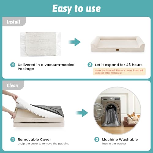 Orthopedic Dog Bed for Extra Large Dogs (Beige / XXL:48x35x8 inch)