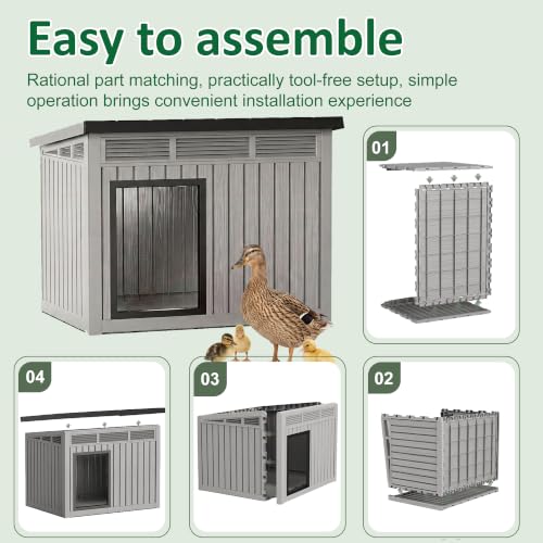Chicken Coop with Hydraulic Air Rod (Classic Grey / 32.2"L x 25.1"W x 24.1"H)