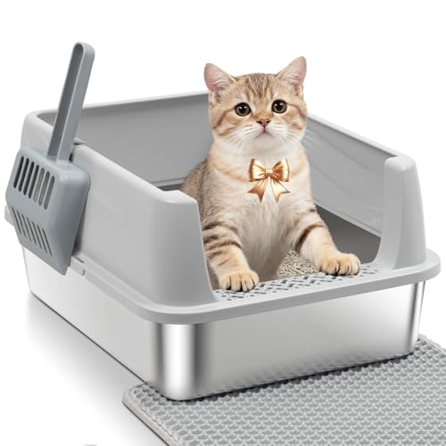 Stainless Steel Litter Box for Kitten (S-M-lid-10"H)